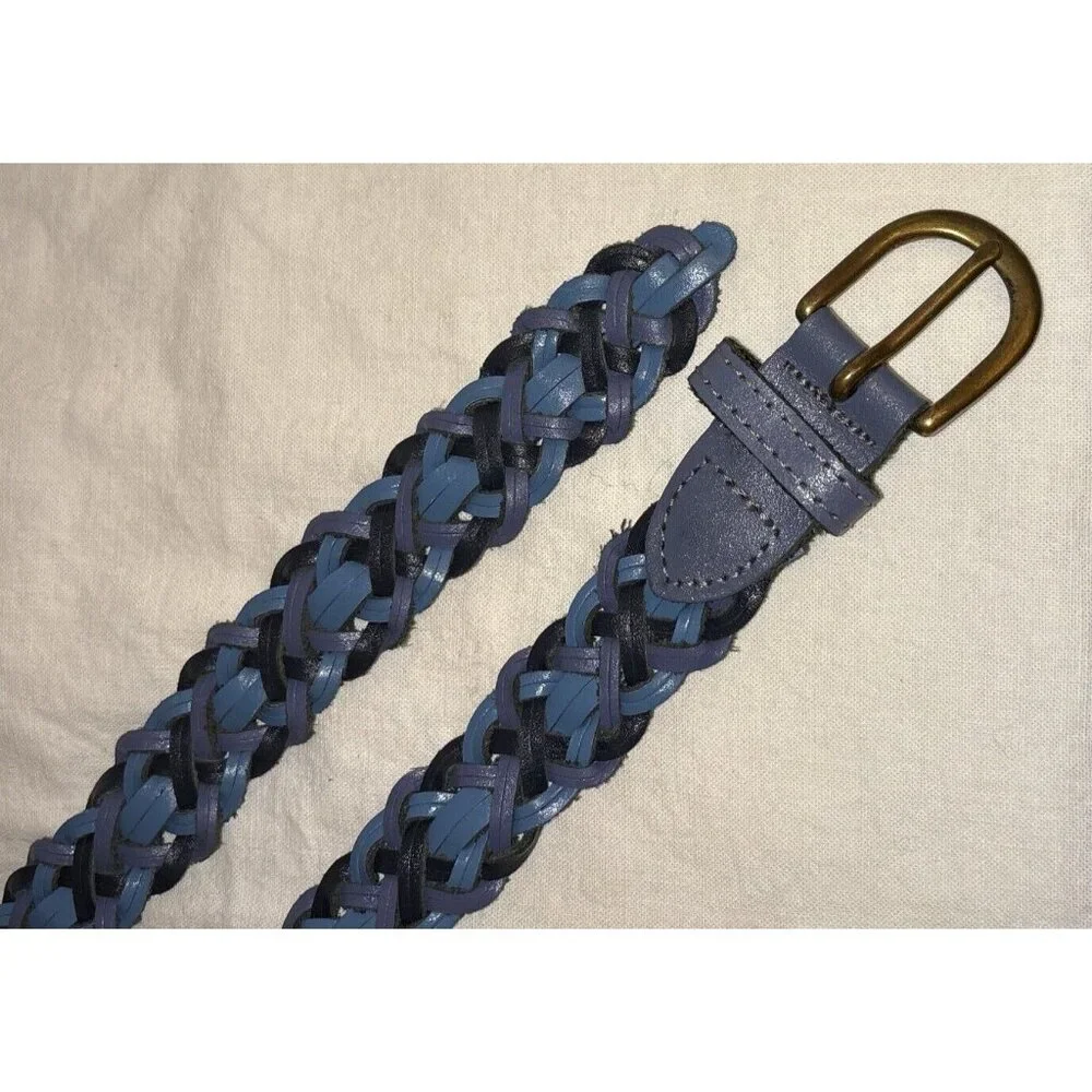 Amiee Blue‎ braided Woman's or Child's leather belt Argentina 1 1/8x33 1/2